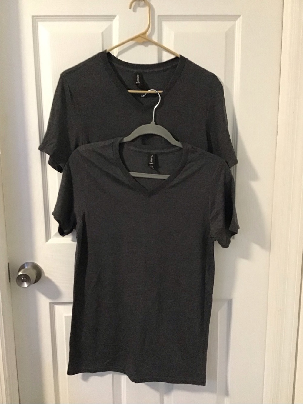 Anvil Women's 2 Short Sleeve V-Neck Tee - Charcoal Gray